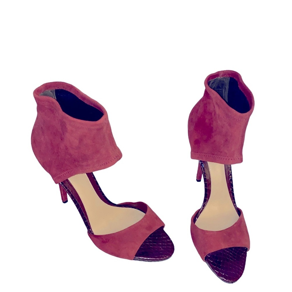 Brian Atwood Correns Suede  Snakeskin Tim Sandals